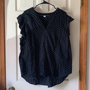 Ruffle sleeve polka dot top